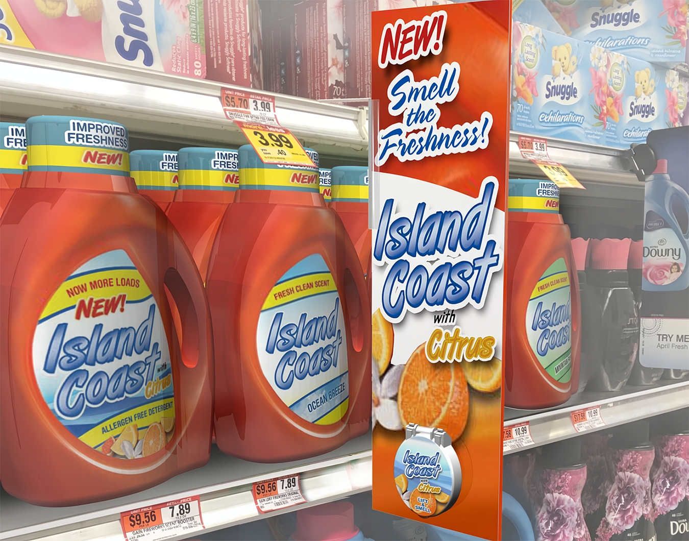 Scented point-of-display advertising for laundry detergent